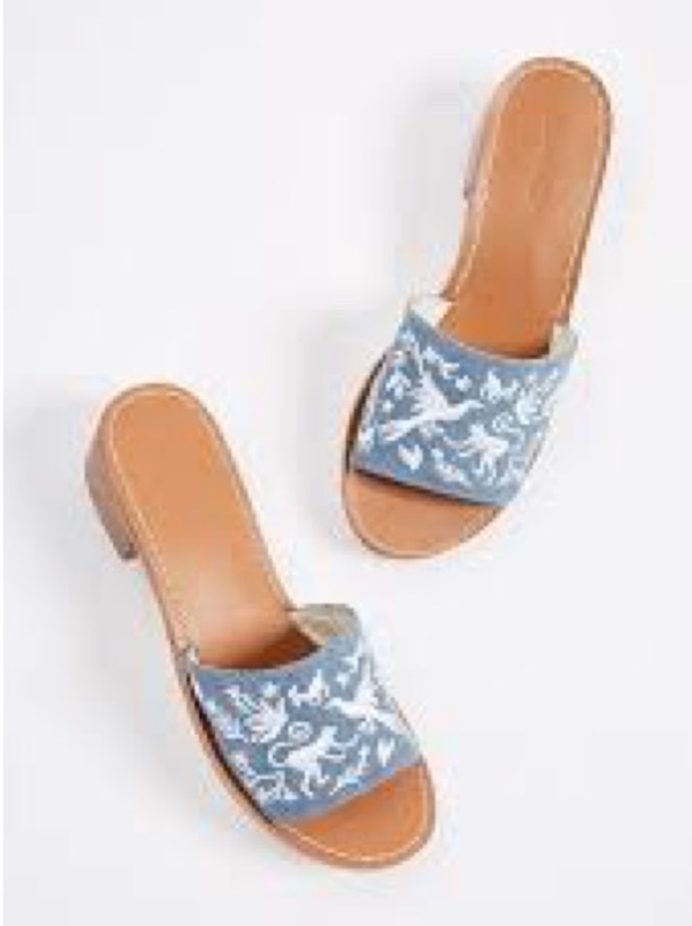 Soludos NIB Otomi City Sandals Denim Embroidered Slide Mules